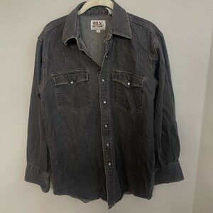 Vintage Ely Cattleman Black Denim Shirt. Medium